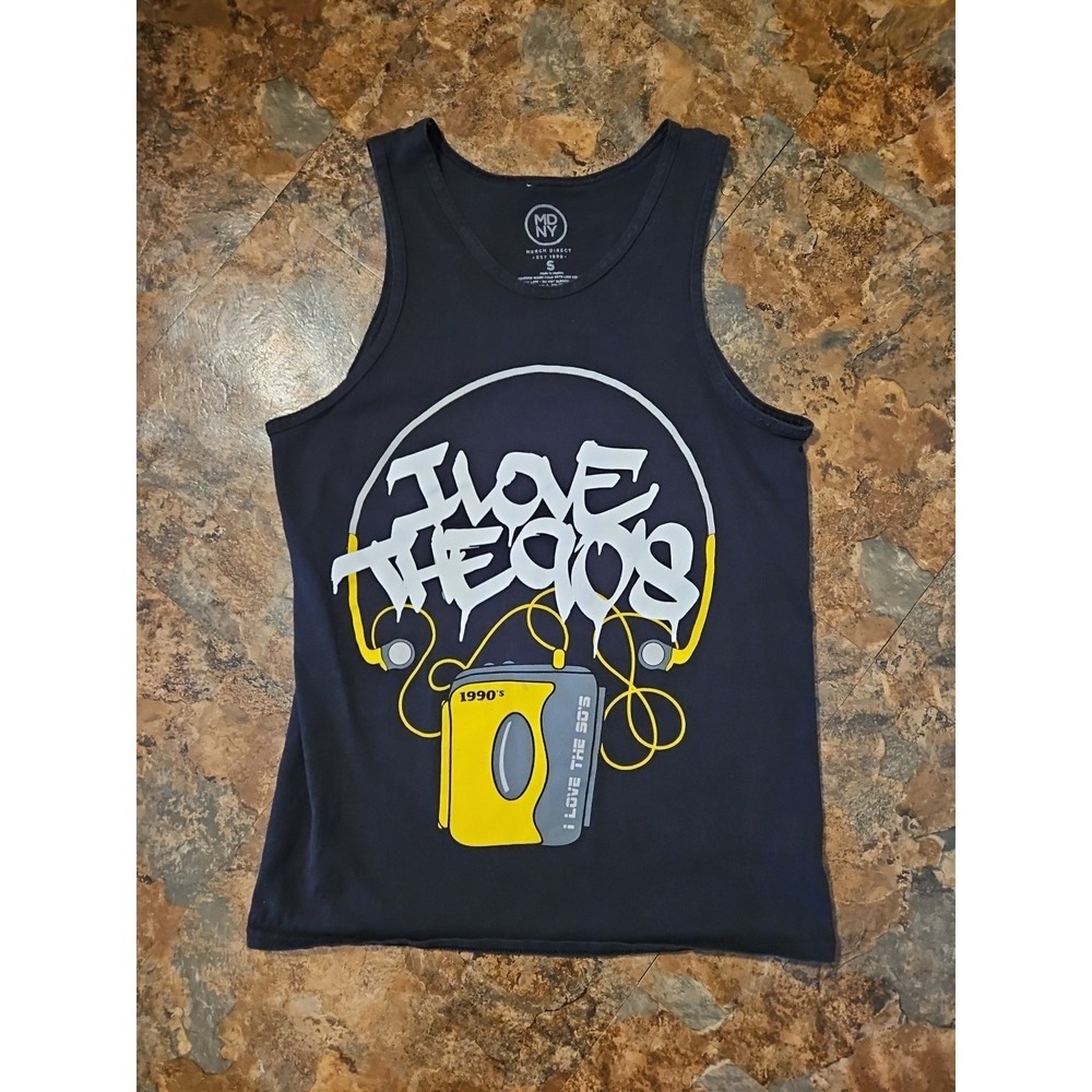 Vintage Y2K Tank Top‎ "I Love The 90s" Size Small Unisex Black Tank Top (A97)